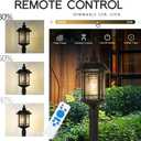 Emliviar Outside Solar Powered Post Light, Black Pathway Light with Remote Control, Dusk to Dawn LED Outdoor Solar Pole Lighting, Bulb Included, Seeded Glass, 2084PL-SL BK