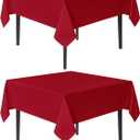 sancua Christmas Red Square Tablecloths 60x60 Inch, 2 Pack - Fabric Table Cloth for Square or Round Tables, Washable Polyester Table Cover for Dinner, Holiday Party, Decorative Display Tables