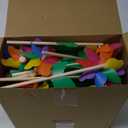40 Pcs Rainbow Flower Pinwheels 9.84 Inch Plastic Colorful Windmills Garden Pinwheels Flower Wind Spinners with Wood Sticks for Kids Outdoor Garden Yard Decoration Rainbow Party Favors