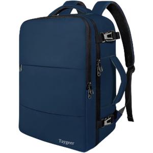 Taygeer Carry On Backpack, 35L Travel Backpack for Women Airline Approved, Laptop Bag with Water Bottle Pocket & Shoe Pouch, Personal Item Mochila for College Business Trip Weekender, Dark Blue