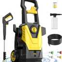 Electric Pressure Washer, 4800PSI Max 3.0GPM Power Washer Electric Powered with 20FT Hose, 35FT Power Cord, 4 Nozzles Foam Cannon High Pressure Washer for Car Patio Garden Fences(Yellow)