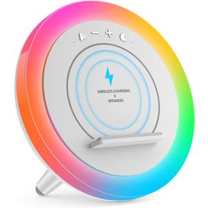Swarmir Bluetooth Speaker Night Lights, Wireless Charging Kids Speaker, Color Changing Modern Bluetooth Lamp,Teenage Boys Girls Gifts Ideas