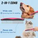 Docrok Pet Grooming Brush & Comb Combo, Cat & Dog Brush for Shedding & Dematting, Undercoat Rake for Long-haired Pets, Pink