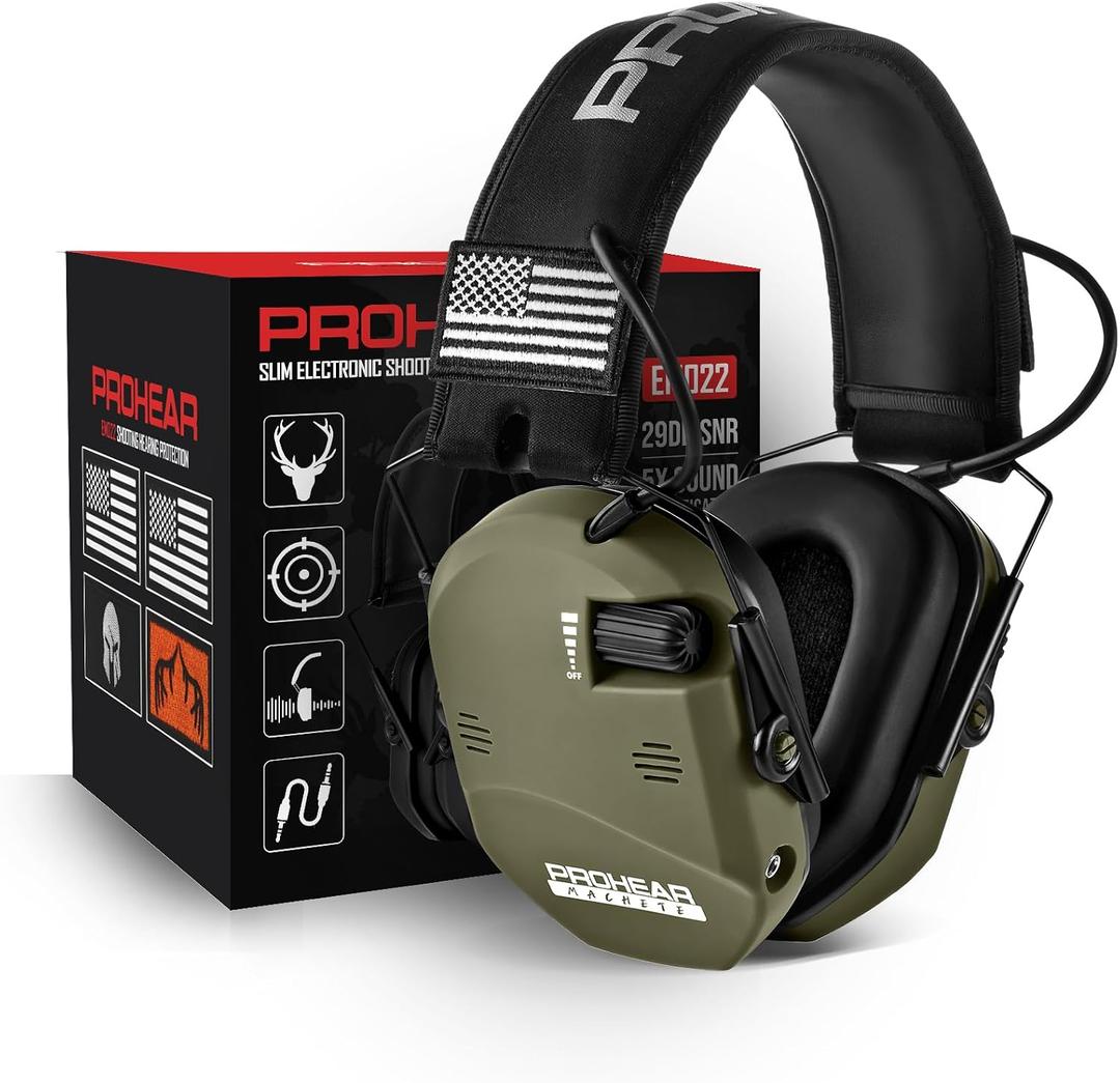 PROHEAR 022 Electronic Ear Protection for Shooting & Hunting - 29dB SNR Noise Reduction, 4 Omnidirectional Microphones