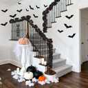 Black Halloween Garland - 2X 6.6FT Black Maple Leaf Vine Fall Garland, Halloween Decoration for Fireplace Mantel, Stairs, Wall, Home and Party Decor