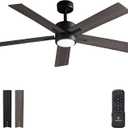 Ceiling Fan with Light Remote: 52 Inch Modern Bedroom Fans with Dimmable Tri-Color Temperature LED - Quiet Reversible DC Motor - Indoor Outdoor (Black+Walnut-5)
