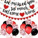 Red Welcome Home Decorations We Missed You So Much Banner Glitter Garland and Balloons Family Housewarming Party Supplies Military Army Welcome Back Party Decor