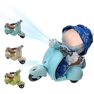 WEIRAN Accessories for Doll- Scooter Toy with LED Lights & Music for 17cm Doll, Cute Motorcycle Toy, Decor Desktop Ornaments for Dolls Collectors (Blue)