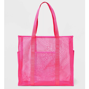 Mesh Tote Handbag - Shade & Shore™ Pink: Polyester Unstructured Beach Bag