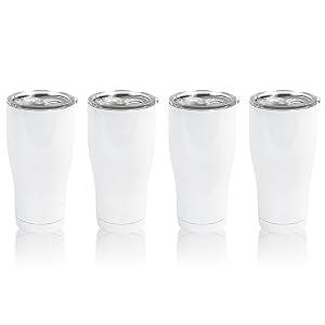 MAIKESUB 4 Pack Sublimation Blank Tumbler White 30 OZ Stainless Steel Waist Cup With Lid Vacuum Insulated Tumbler Double Wall Coffee Mugs