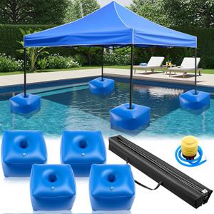 Leinuosen 10' 10' Floating Pool Canopy Set with 4 Pcs Water Canopy Shade Float Kits Steel and Aluminum Frame Floating Umbrella for Pool Lake Beach Include Hand Air Pump and Carry Bag(Blue)