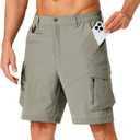 Hugut Men's Hiking Cargo Shorts Quick Dry Lightweight Travel Shorts with Multi Pockets for Fishing Camping Golf (Large, Grey Sag)