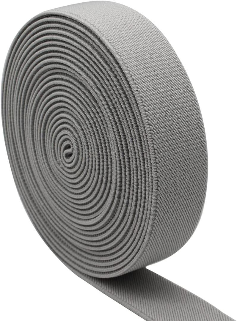 Sewing Elastic Band 1-Inch by 10-Yard Gray Colored Double-Side Twill Woven Elastic