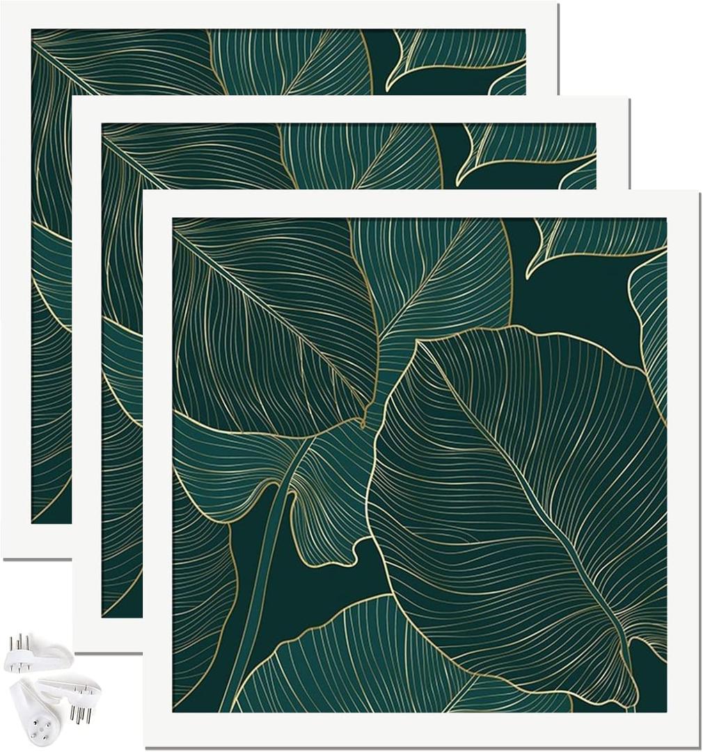 White Picture Frame Set of 3, 13x13 Picture Frame for Square Photo Poster Canvas Certificate Document Display Horizontally or Vertically High Transparent Wall Gallery(Size 13 x 13 inches)