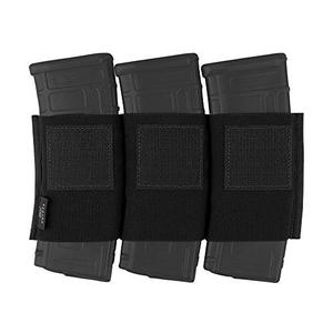 KRYDEX Triple 5.56 Magazine Holder Elastic Mag Holder with Hook Fasteners for MK3 and MK4 Chest Rig (Black)