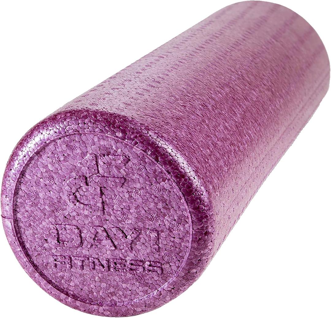 Day 1 Fitness High-Density Round Foam Rollers - 4 Size and 8 Color Options - Massage Rollers for Stretching, Deep Tissue and Myofascial Release (Solid Purple)