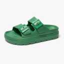 FUNKYMONKEY Women's Comfort Slides Double Buckle Adjustable Plastics Flat Sandals Size 7