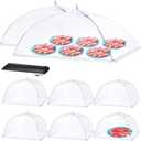 Food Covers for Outside - 2 Extra Large (40 x 25 in) & 6 Large (17 x 17 in) Food Tents/Food Covers for Outdoors Mesh Screen, Picnic Pool Party Supplies, Pop-Up and Collapsible