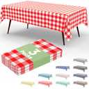 Smiry 3 Packs Gingham Disposable Table Cloth, 54 x 108 Inch Waterproof Plastic Tablecloth, Rectangle Red and White Checkered Table Covers for Picnic, Birthday, Party