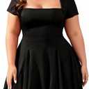 MAKABO Women's Plus Size Sexy Square Neck Short Sleeve A Line Mini Corset Dress with Ruffle Hem for Party Club Date Night