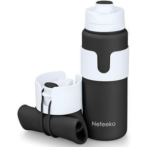 Nefeeko Collapsible Water Bottle, BPA Free 26oz Foldable Water Bottle for Travel Sports, Leak-Proof Spill-Proof Portable Water Bottles with Carabiner, Lightweight