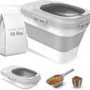 ANVS Dog Food Storage Container - Collapsible Dog Food Container with Airtight Lids, and Scoop,Dry Food For Dog, Cat and Other Pet Food (Grey, 10 lbs)