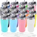 Dongni 20oz Tumbler with Lid Stainless Steel Tumblers Bulk, Double Wall Vacuum Insulated Coffee Travel Mug Powder Coated TumblerMix 16 pack