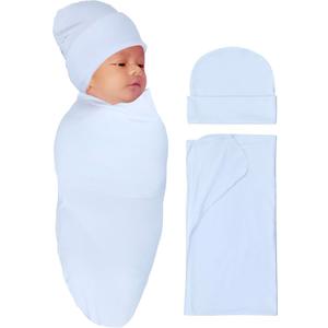 RATIVE Stretchy Swaddle Blanket Receiving Blankets with Headband Cap for Unisex Newborn Baby 0-3 Months Boys Girls