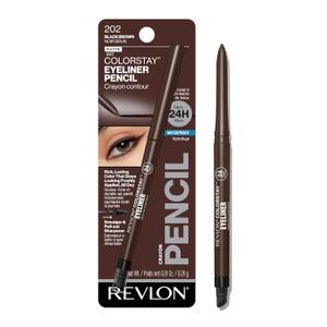 Revlon ColorStay Pencil Waterproof Eyeliner, Smudge-Proof, Eye Makeup with Built-In Sharpener, 202 Black Brown, 0.01 oz