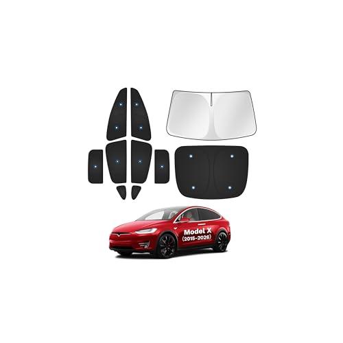 Canvcle Upgraded Window Shades for 2015-2026 Tesla Model X Accessories with Suction Cups Windshield Sun Shade Side Rear Window Covers Sunshade Sun Shield Privacy Protection for Camping Black 10PCS