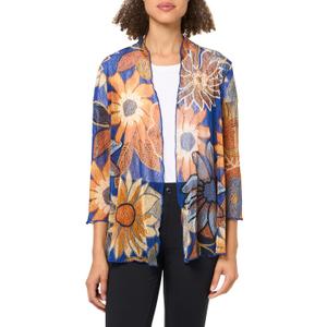 MULTIPLES Women's Three Quarters Sleeves Band Collar Open Front Jacket (Medium)