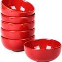 Vicrays Ceramic Cereal Bowls Set - Porcelain 26 Ounce Soup Salad Bowls Set - Rice Dessert Cream Bowls Set - Chip Resistant Dishwasher Microwave Safe - Set of 6 (Red)