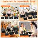 8Pcs Black Acrylic Buffet Risers with Mini Sign and Marker, Black Acrylic Risers for Party Catering Dessert Jewelry Collectibles with Hollow Bottoms Nesting Cube Box (9.5" 9" 8" 7.5" 6.8" 6" 5" 5")