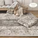 Area Rug 9x12 Washable Vintage - Soft Traditional Rugs for Living Room Large Non Slip Backing with Low Pile Farmhouse Oriental Retro Carpet for Bedroom Dining Room or Home Office - Tea Brown