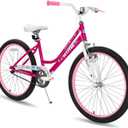 JOYSTAR Angel Girls Bike for Toddlers and Kids Ages 2-13 Years Old, 12 14 16 18 20 Inch Kids Bike with Training Wheels & Basket, 20 24 Inch Girls Bicycle with Handbrake & Kickstand (Fuchsia)