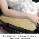 Car Center Console Cover, PU Leather Waterproof Vehicle Armrest Seat Box Cover Cushion Pad, Non Slip Soft Automotive Middle Console Protector, Universal for SUV RV Truck (Beige)