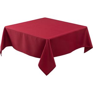 Biscaynebay Textured Fabric Christmas Square Tablecloths 54x54 Inches, Red Water Resistant Spill Proof Tablecloths for Dining, Kitchen, Wedding and Parties, Machine Washable