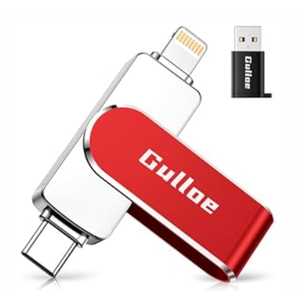 Gulloe 256GB Flash Drive Intended for iPhone, Memory Stick Storage for Photos and Videos Backup, Compatible with iPhone iPad Android PC, Plug and Play, No Application Required, Red