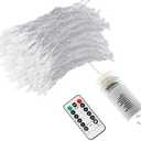 Outdoor Icicle Lights for Outside,9.8FT String Lights with Remote Timer, Battery Powered Hanging Window Wall Dripping Ice Light Waterproof for House Garden Yard Decor(White)