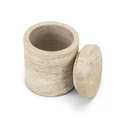 Artisanal Abode Natural Travertine Round Canister with Lid