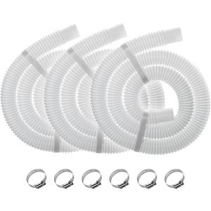 Pool Filter Hose for Intex Above Ground Pools 1.25" Diameter x 59" Long Compatible with Intex 607, 637 Models 330/530/1000 GPH Pool Filter Pumps, 1-1/4 Inch Pool Hose with 6 Metal Clamps - 3 Pack