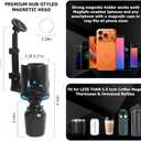 Frani Car Cup Holder Expander with Magnetic Phone Mount - Adjustable Insert Fits 2.68-4.33" Holders, 360° Adjustable Neck & Strong N52 Magnets for iPhone Samsung