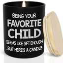 TEEZWONDER Gifts for Mom Dad from Daughter Son - Scented Candle Vanilla Lavender 10 oz - Birthday Gifts for Dad Mom, Funny Grandma Grandpa Gift Ideas (Your Favorite Child)