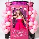 35 Pcs Halloween Trunk or Treat Car Decorations Kit Hot Pink Girls Theme Trunk or Treat Decorations with Balloon and Pink Photo Props for Car Garage Door Entryway Party Decor