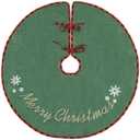 N&T NIETING Burlap Christmas Tree Skirt, 30 Inches Rustic Xmas Tree Skirt for Christmas Decorations, Merry Christmas Tree Ornaments, Holiday Home Decor(Green)