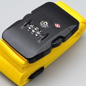 Adjustable TSA Luggage Straps, Cross Suitcase Belts 3-Digit Combination Lock for 20-34" Suitcases, Great Travel Accessory (Yellow)