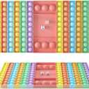 Big Pop It Fidget Game Chess Board with Dice, Portable Poppit Macaron Push Bubble Fidget Sensory Toy, Popit Fidget Trading Games Rubber Popper Game for Kids and Adults, Stress Relief Chessboard
