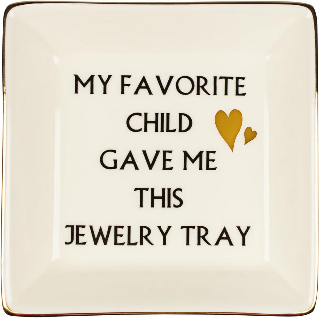 Lihome Gifts for Mom - Ceramic Ring Dish Jewelry Tray, Funny Mothers Day & Birthday & Thanksgiving & Christmas Gifts