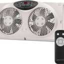 Bionaire Window Fan with Reversible Airflow Blades – 3-Speed Settings, Programmable Thermostat, LED Display, Remote Control, Fits 24–36" Windows, No Assembly Required