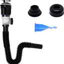 Bathroom Sink Drain Kit, Sink Drain Pip Kit with Strainer Basket Pop-up Stopper, Flexible P Trap for 1-1/2" & 1-1/4" Drains, for Bathroom Kitchen (Black Full Set)